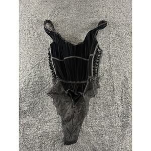 Victoria’s Secret Black Velvet Lace Bodysuit Teddy Women’s Medium